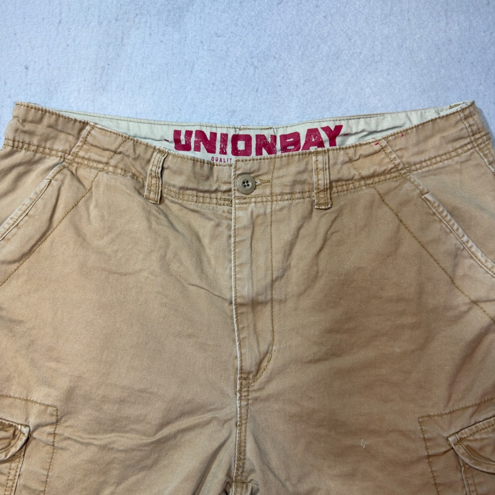 Unionbay Cargo Shorts Mens 38 Tan Khaki Good Cotton Utility Pockets Relaxed